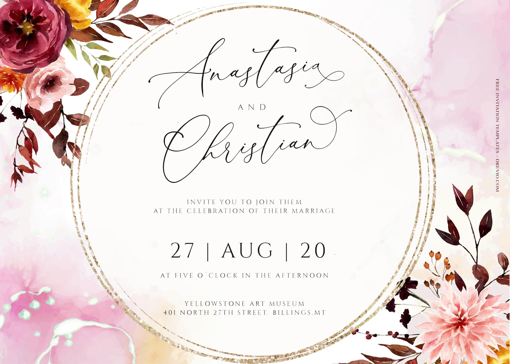 9+ Hello Autumn Watercolor Floral Wedding Invitation Templates Ttle