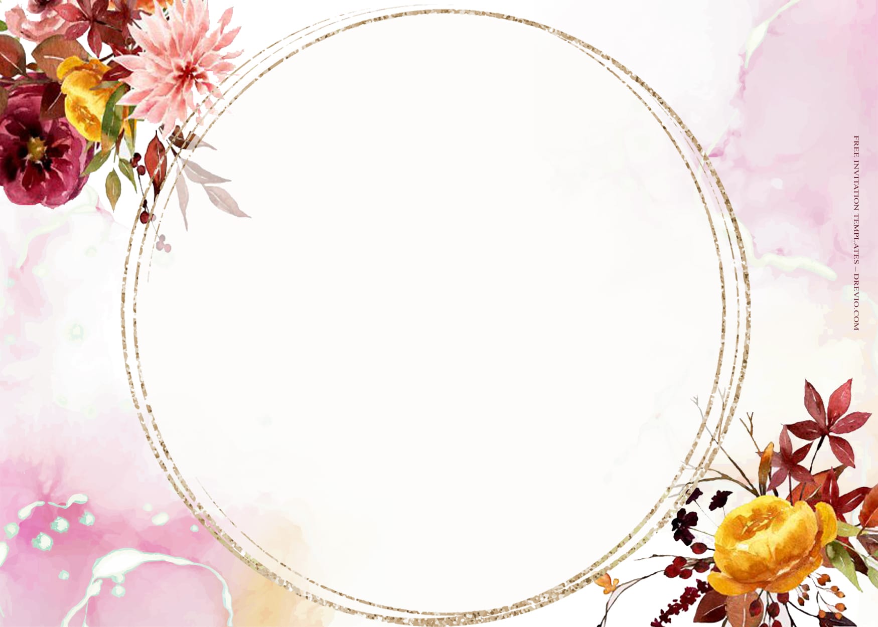 9+ Hello Autumn Watercolor Floral Wedding Invitation TemplatesType Five