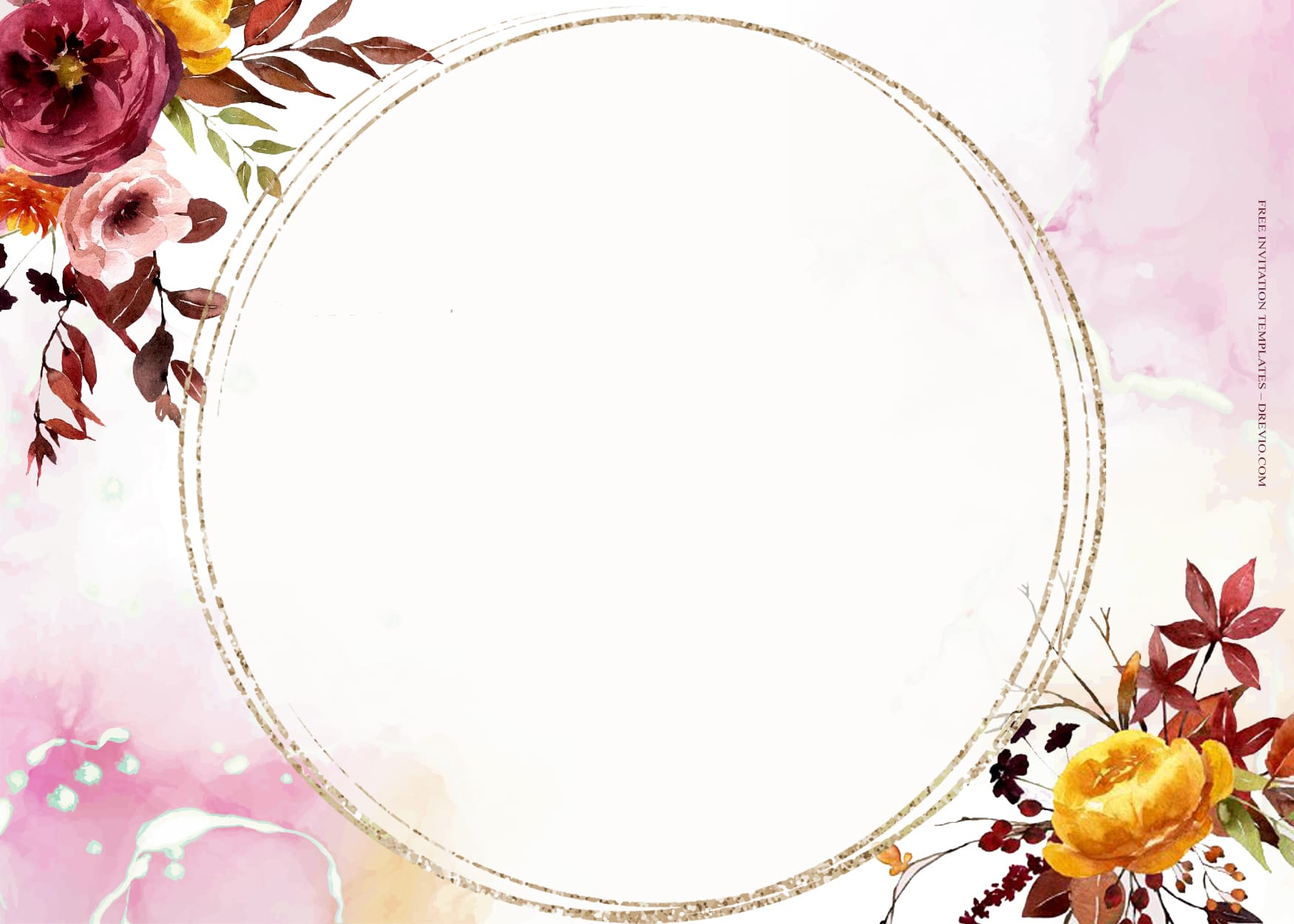9+ Hello Autumn Watercolor Floral Wedding Invitation Templates Type Four