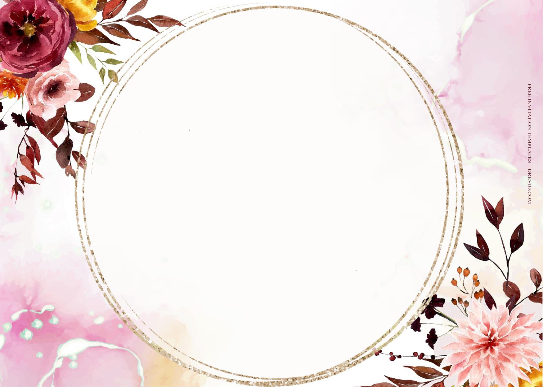 9+ Hello Autumn Watercolor Floral Wedding Invitation Templates Type One