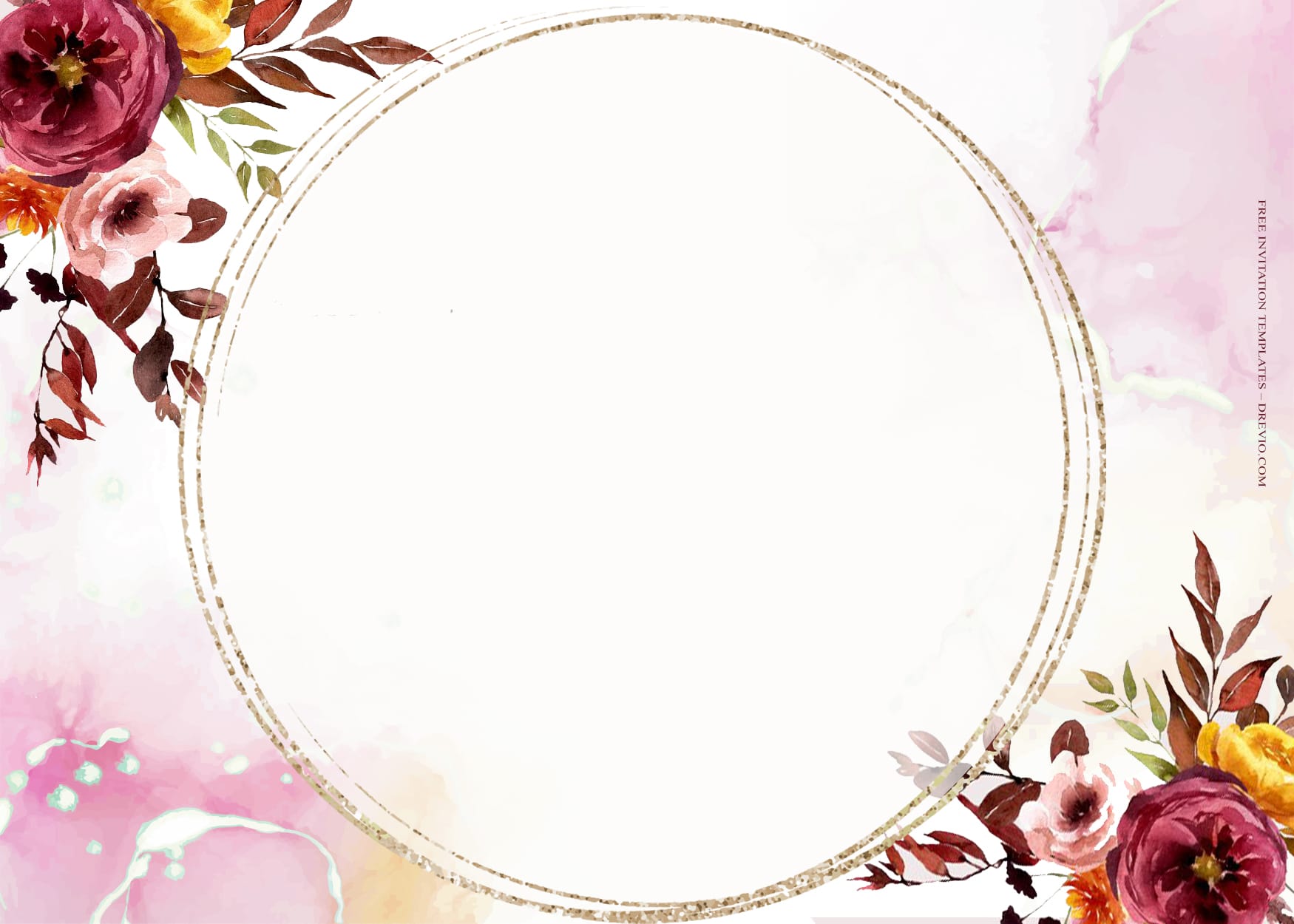 9+ Hello Autumn Watercolor Floral Wedding Invitation Templates Type two
