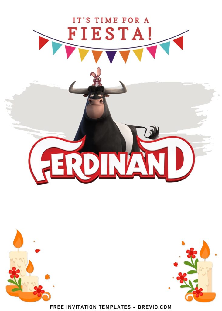 9+ The Bubbly El Toro Ferdinand Movie Birthday Invitation Templates with colorful decorations