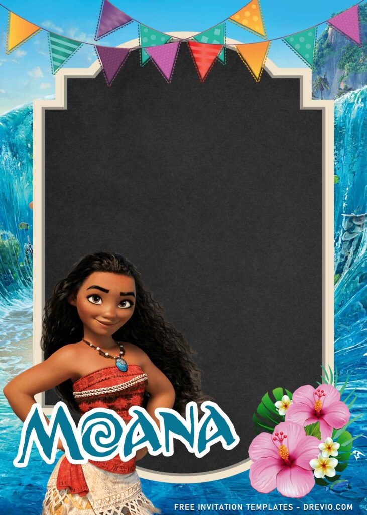9+ Moana Birthday Invitation Templates Great For Kids Summer Party with Ocean background
