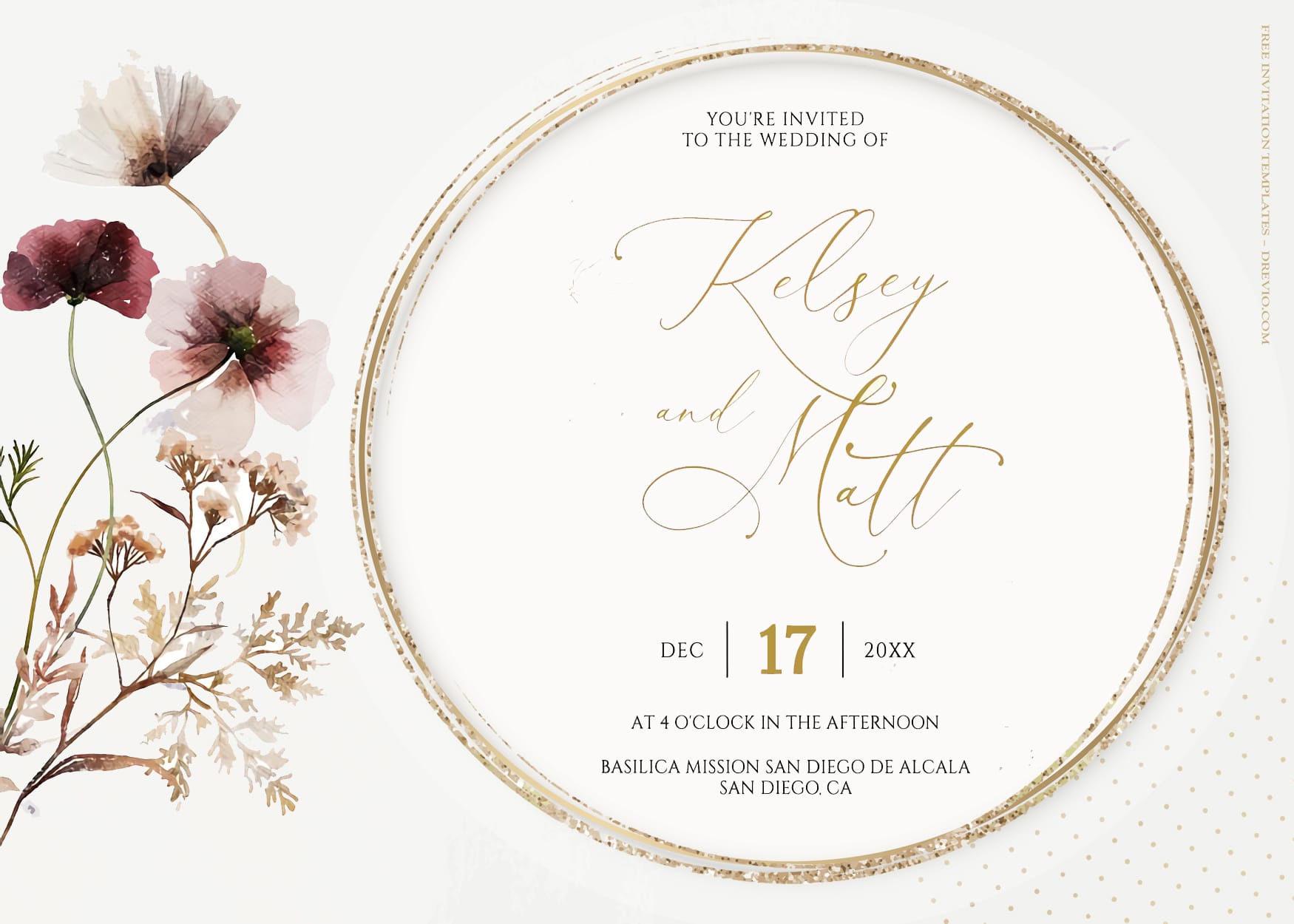 9+ Poppies And Barley Autumn Floral Wedding Invitation Templates Title