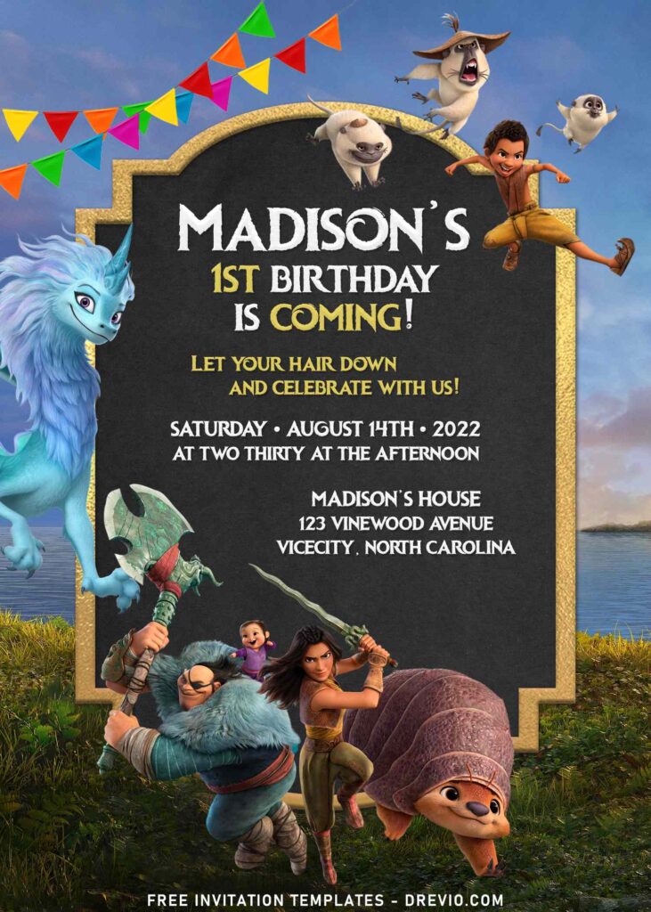 9+ New Disney Princess Raya And Friends Birthday Invitation Templates