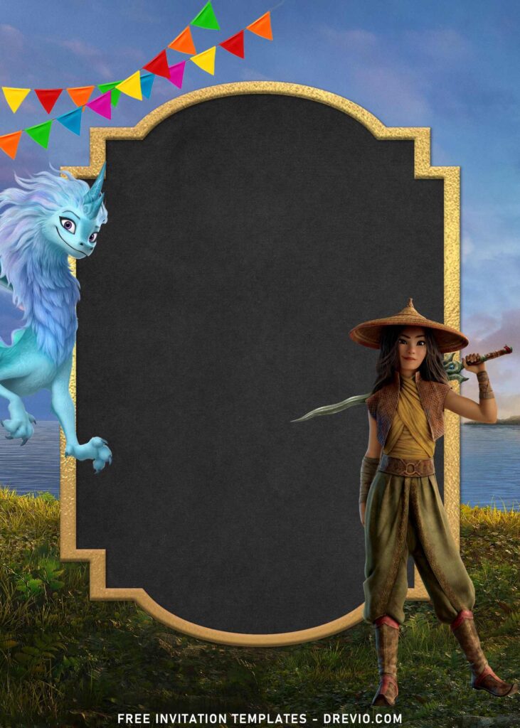 9+ New Disney Princess Raya And Friends Birthday Invitation Templates with Sisu the Last Dragon