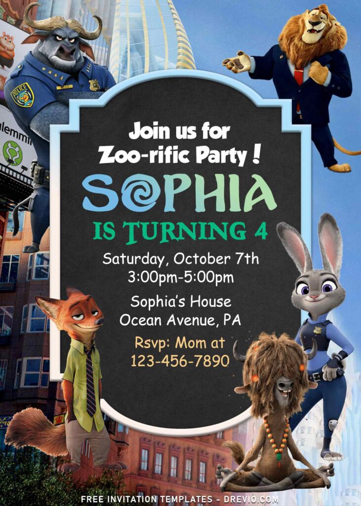 9+ Adorable Furry Cartoon Zootopia Birthday Invitation Templates