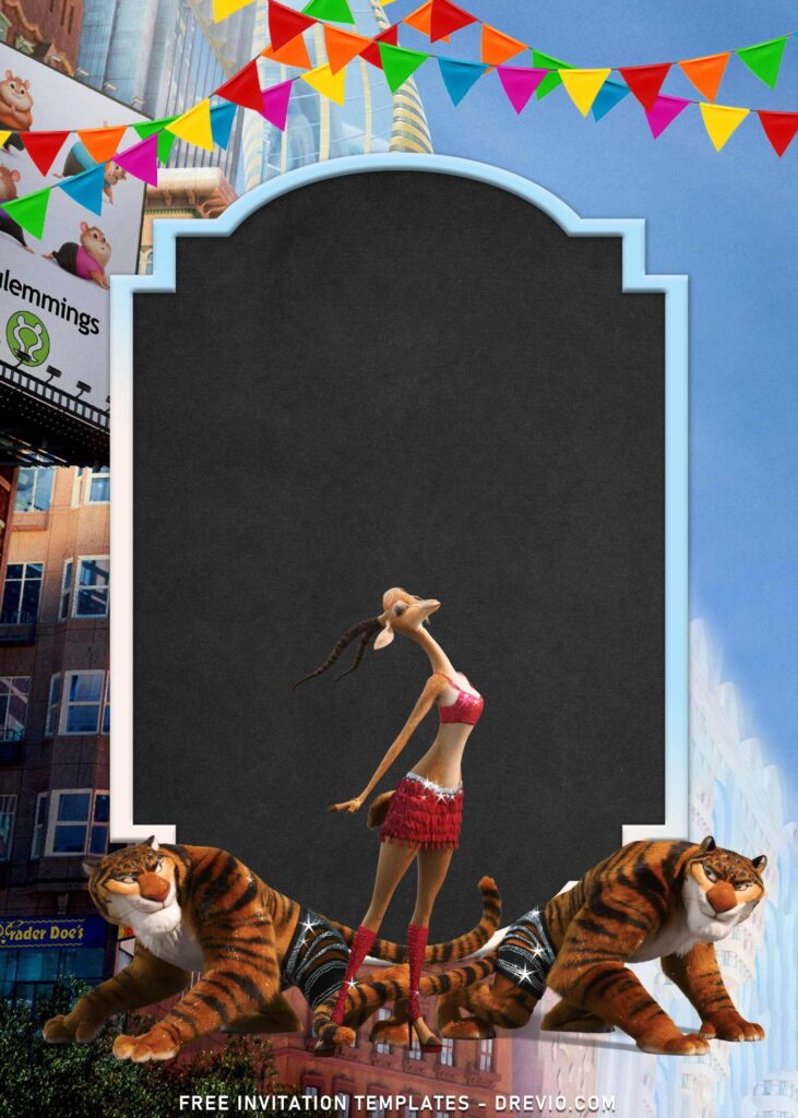 9+ Adorable Furry Cartoon Zootopia Birthday Invitation Templates with Zootopia's Tiger Dancer