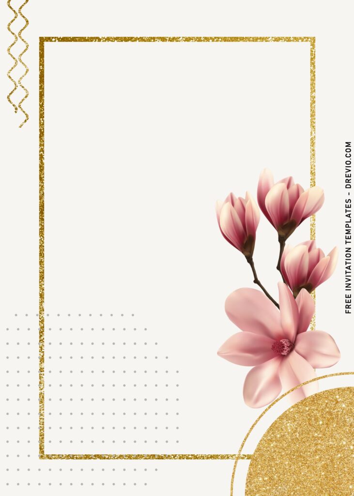 10+ Minimalist And Modern Gardenia Party Invitation Templates with glitter gold shapes