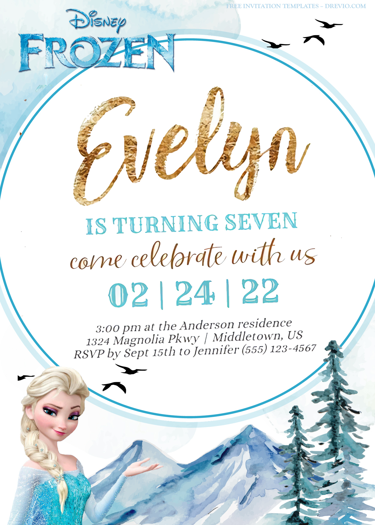 10+ Frozen With Snowy Mountain Birthday Invitation Templates Title