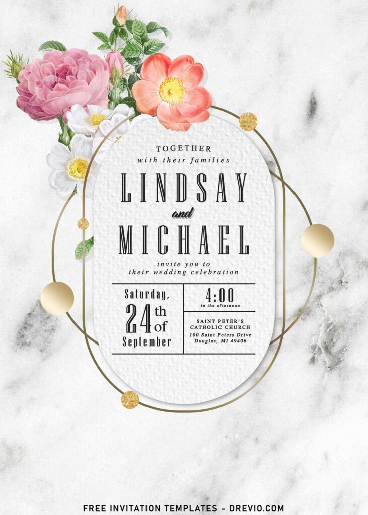 11+ Blossoming Floral And Marble Wedding Invitation Templates
