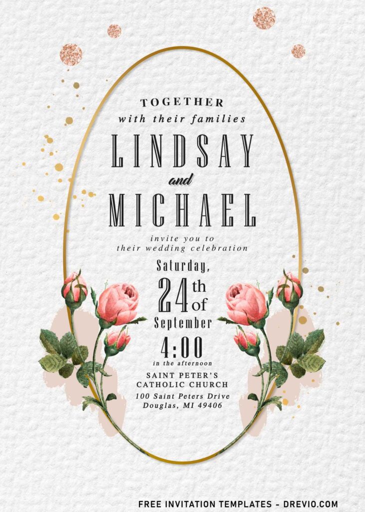 11+ Stylish Vintage Garden Rose Floral Wedding Invitation Templates