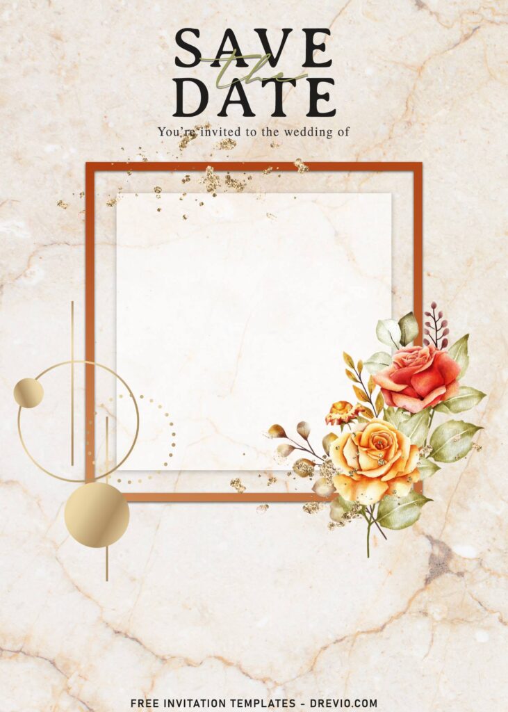 7+ Fairly Beautiful And Stylish Flowers Nuptial Wedding Invitation Templates with stunning gold geometric shapes
