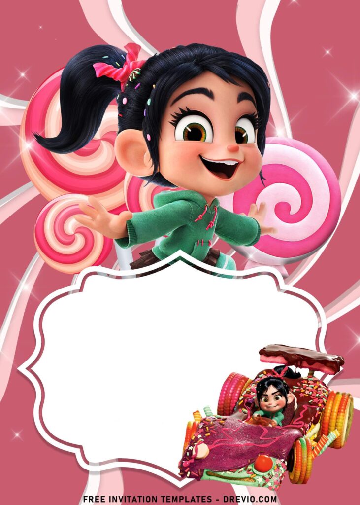 Invitation Template of 7+ Pretty Pink Vanellope Girls Birthday Invitation Templates 2