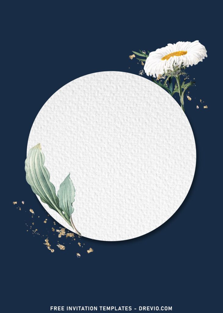 8+ Gorgeous Paper Daisy Wedding Invitation Templates with navy background