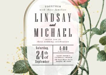 8+ Modern Gold Outline Floral Wedding Invitation Templates