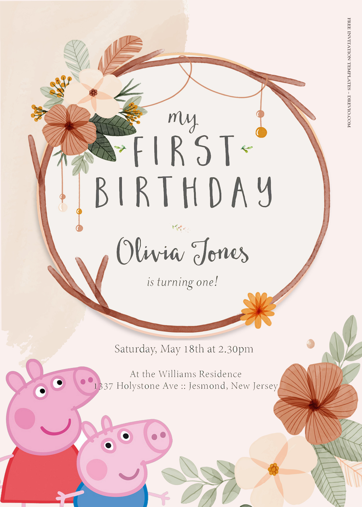 9+ Peppa Pig Blossoming Family Birthday Invitation Templates Title
