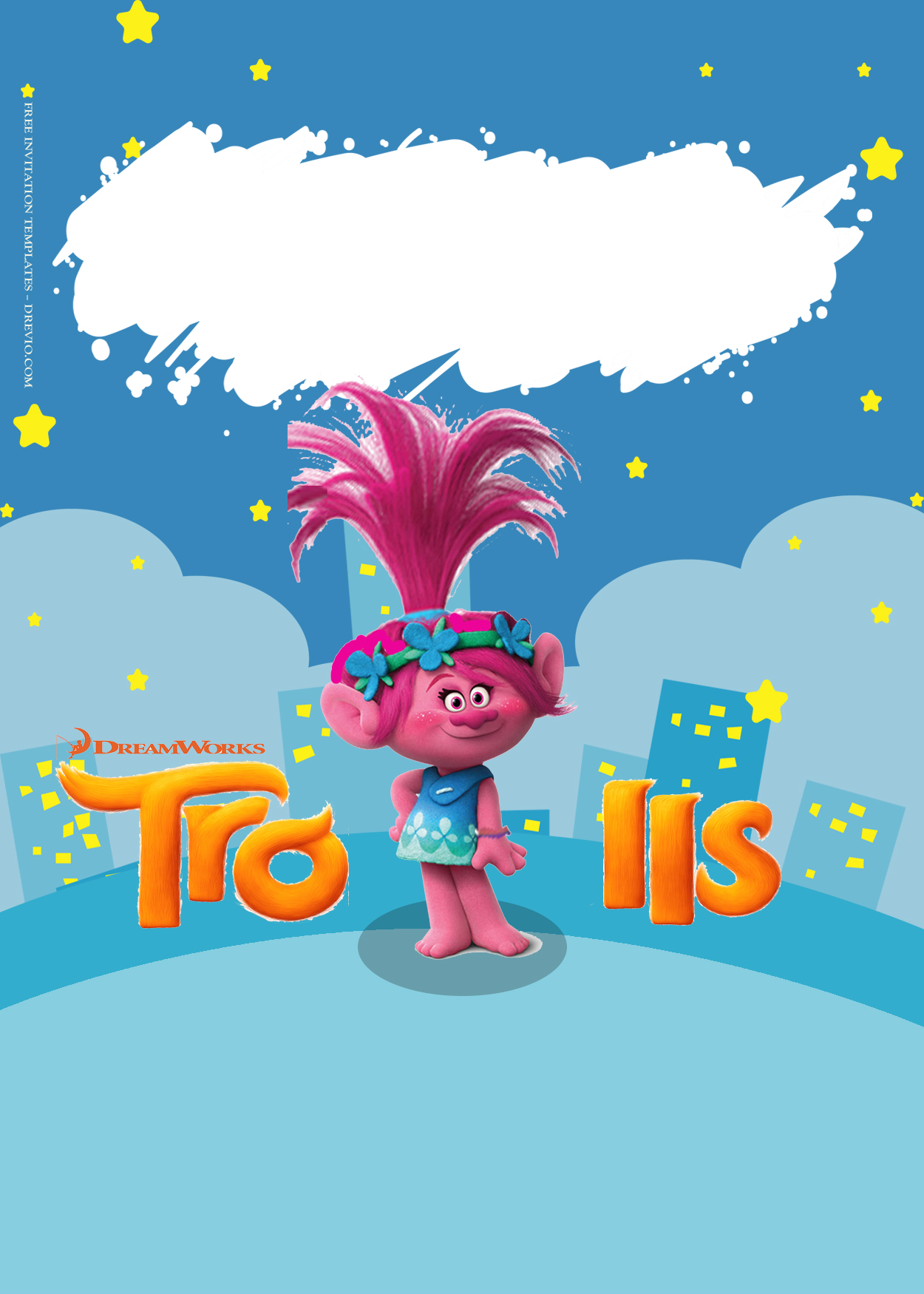 9+ Trolls Party On The Town Birthday Invitation Templates Four