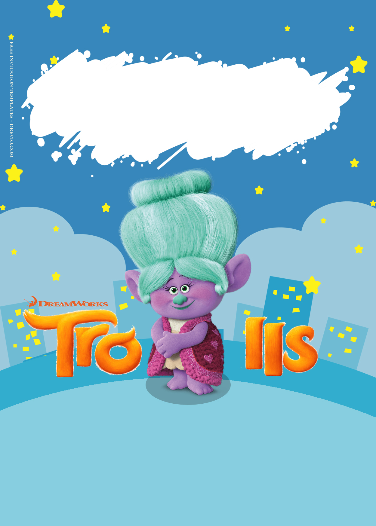 9+ Trolls Party On The Town Birthday Invitation Templates One