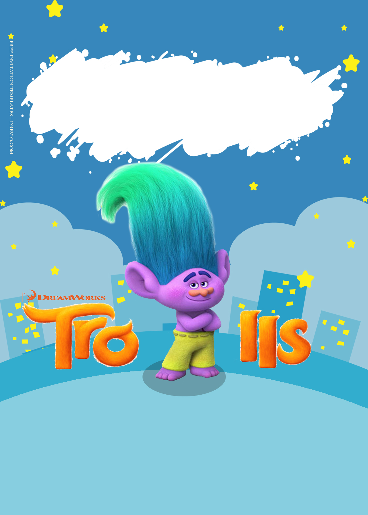 9+ Trolls Party On The Town Birthday Invitation Templates Six