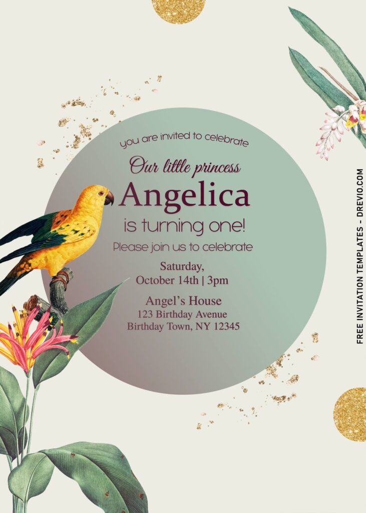9+ Tropical Wedding Invitation Templates With Macaw Birds And Foliage