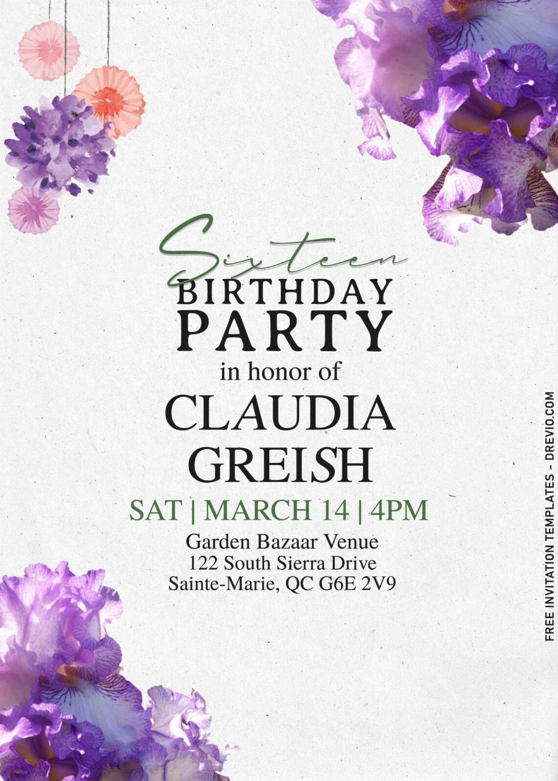 9+ Purple Floral Birthday Invitation Templates | Download Hundreds FREE ...