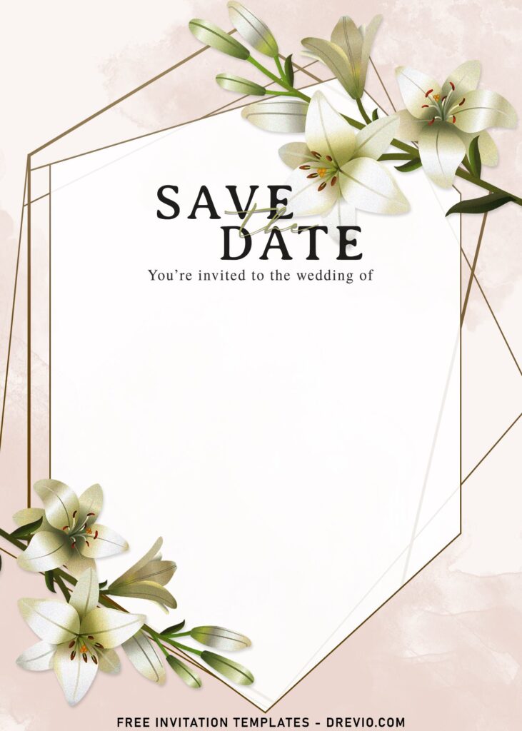 Invitation Template of 9+ Passionate Ivory & Champagne Lily Floral Save The Date Invitation Templates 1