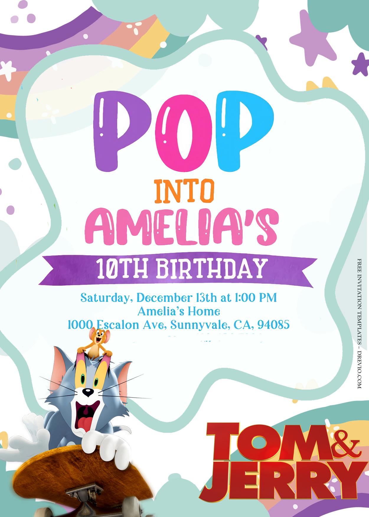 9+ Tom And Jerry In Town Birthday Invitation Templates Title