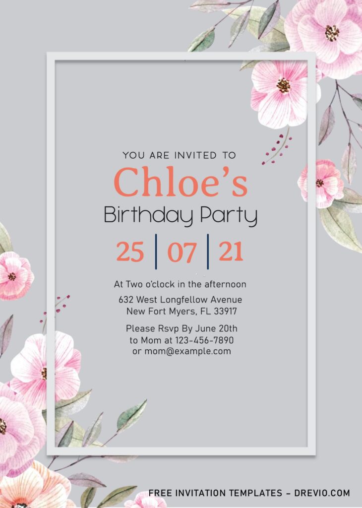 8+ Cascading Blush And White Poppies Floral Invitation Templates