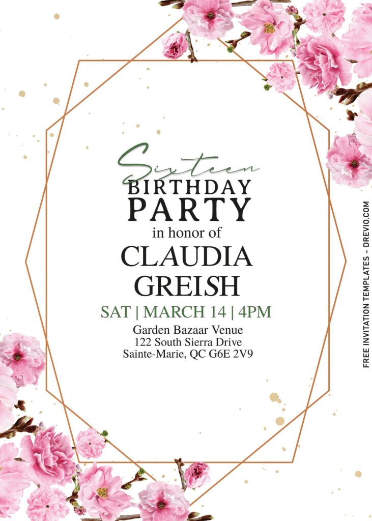 9+ Artisan Botanical Cherry Blossom Birthday Invitation Templates
