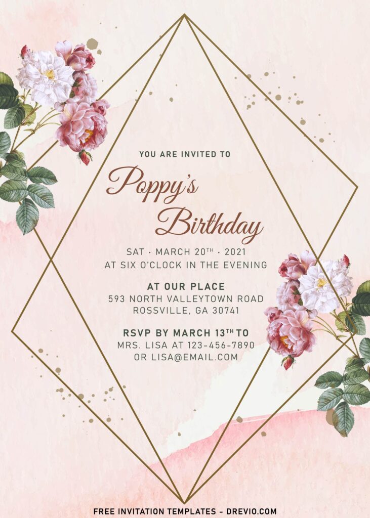 8+ Watercolor Blush Foil Birthday Invitation Templates