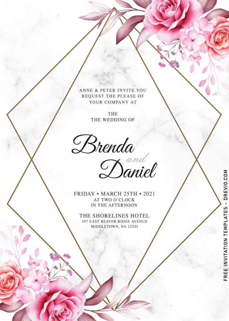 10+ Blush Vintage Marble & Rose Floral Invitation Templates