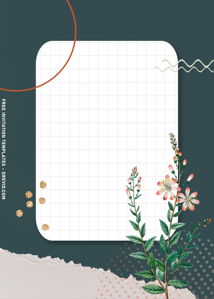 11+ Watercolor Collage Pattern And Floral Birthday Invitation Templates with paper-grid like text box