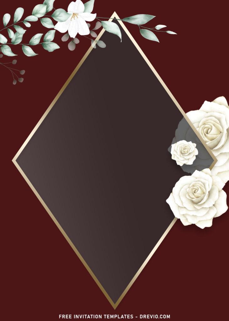 7+ Elegant and Timeless Rose Wedding Invitation Templates with stunning metallic gold frame