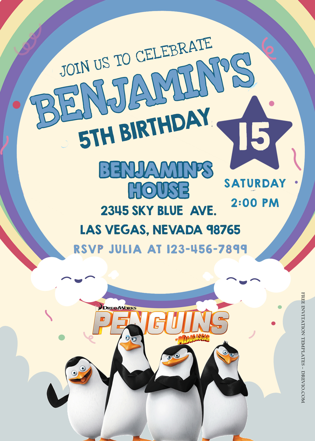 7+ Penguin Of The Madagascar Party Birthday Invitation Templates Title