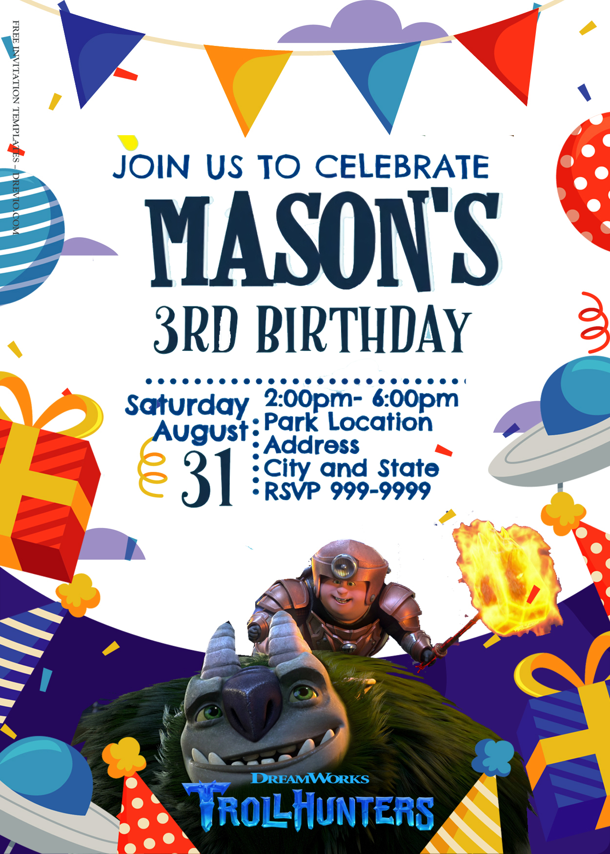 7+Trollhunters We Are Going To Party Birthday Invitation Templates Title