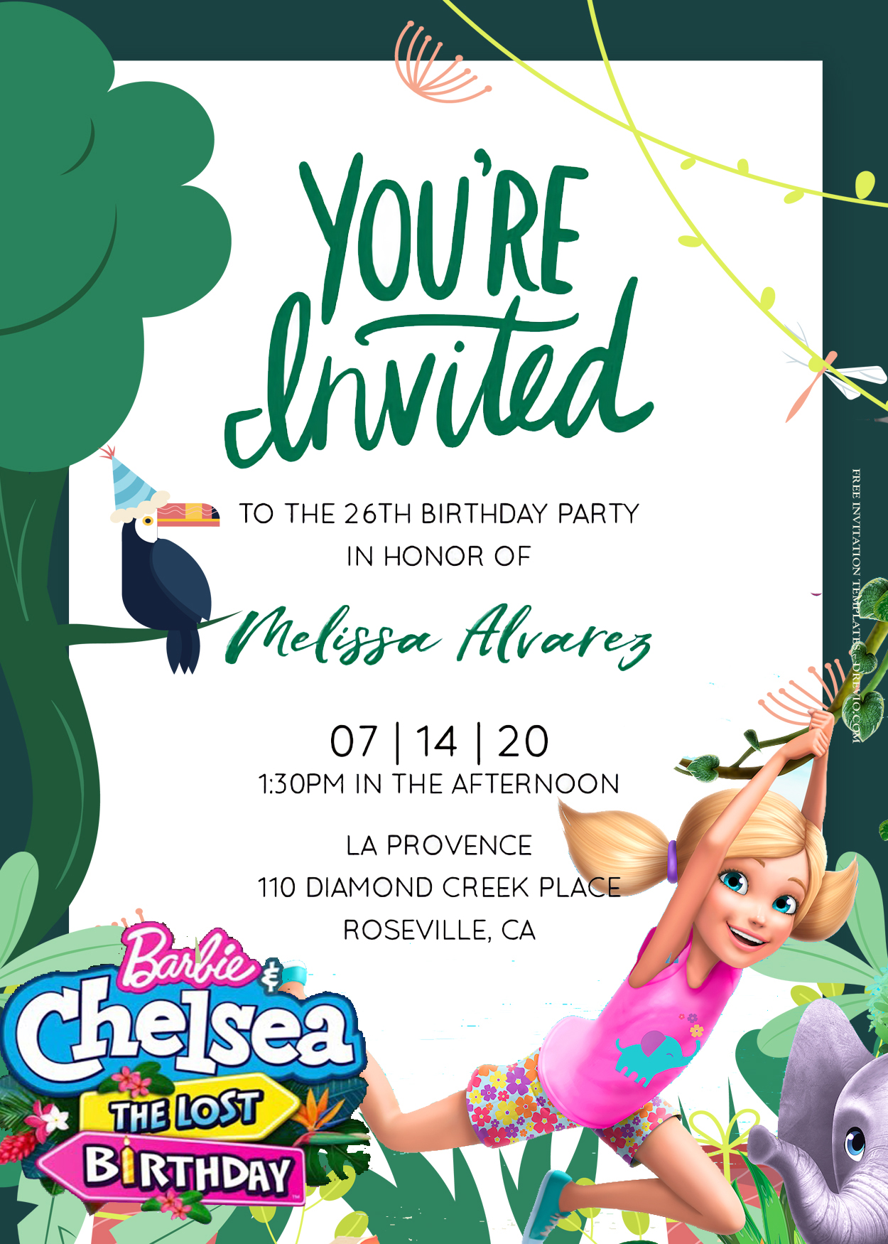 8+ Barbie And Chelsea The Lost Birthday Invitation Templates Title