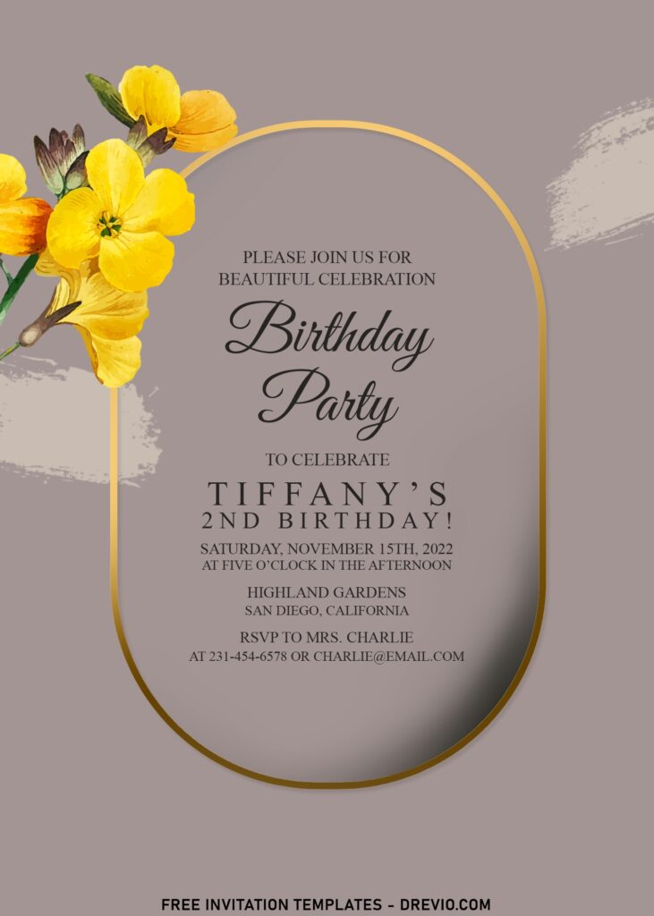 8+ Bright Yellow Poppy And Gardenia Birthday Invitation Templates
