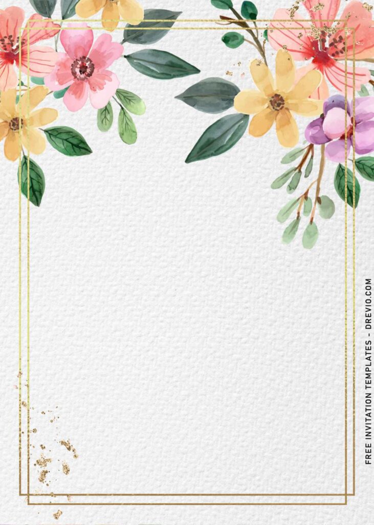 Invitation Template of 8+ Gentle Spring Watercolor Flowers Birthday Invitation Templates 3