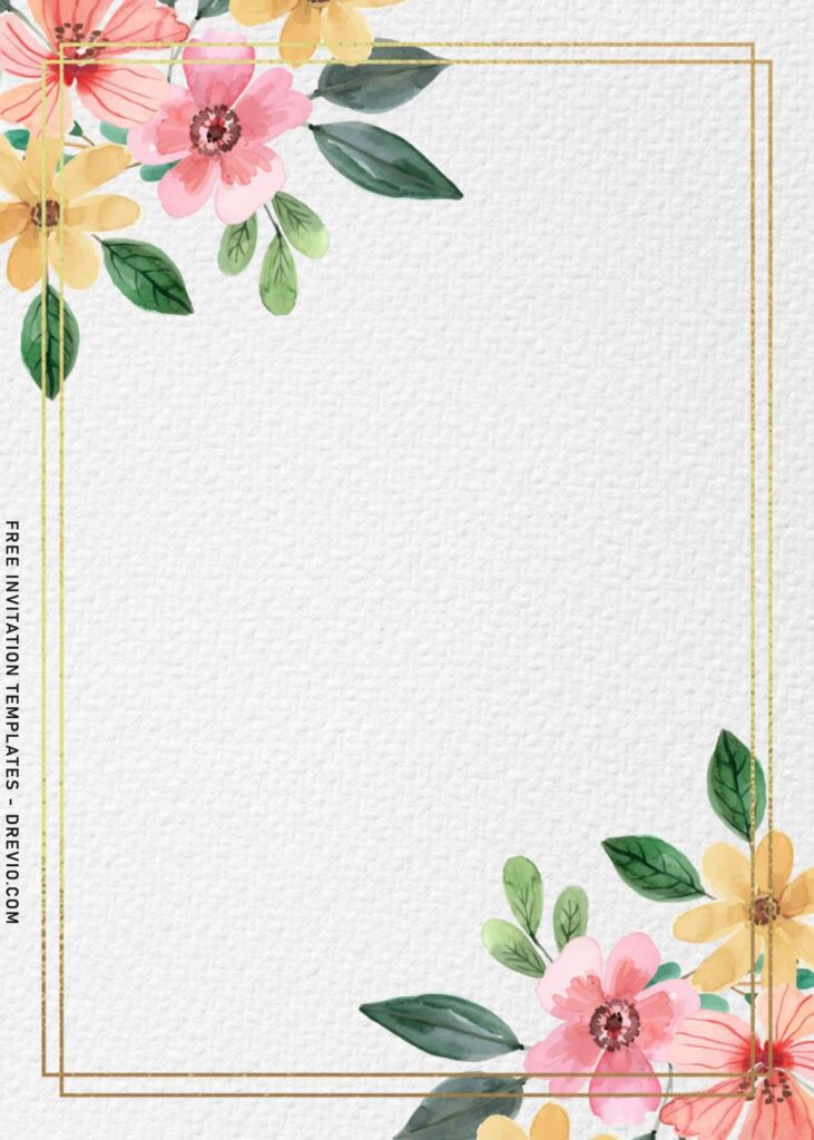 Invitation Template of 8+ Gentle Spring Watercolor Flowers Birthday Invitation Templates 1