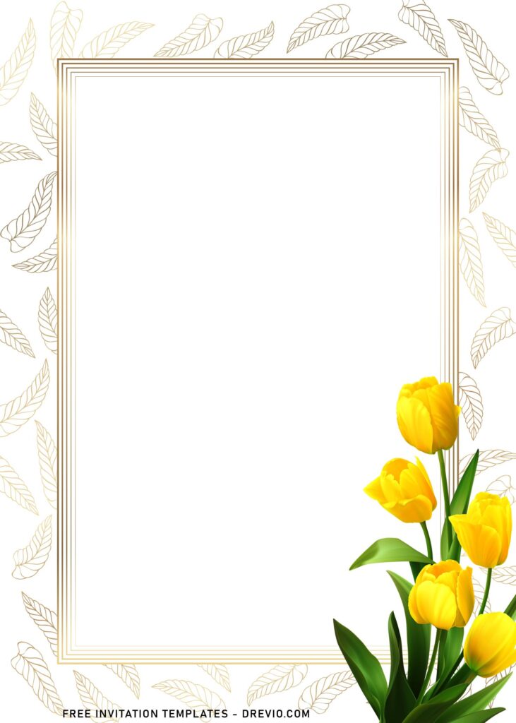 Invitation Template of 11+ Modern Gilded Gold Leaves And Tulip Birthday Invitation Templates 4