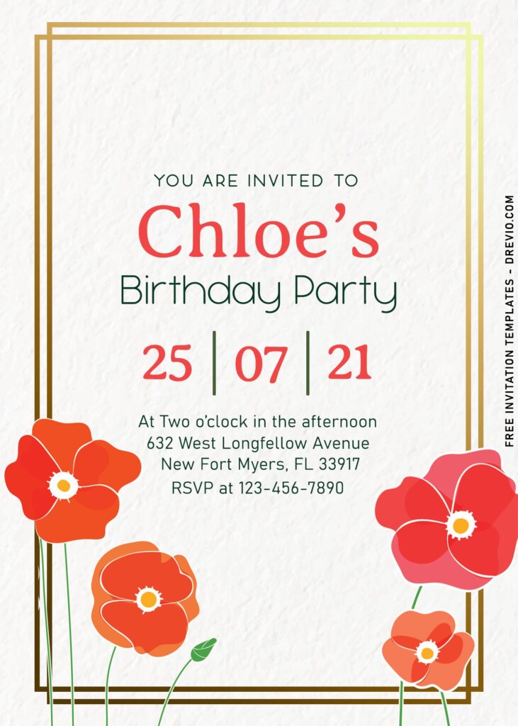 10+ Beautiful Bright Poppy Floral Birthday Invitation Templates