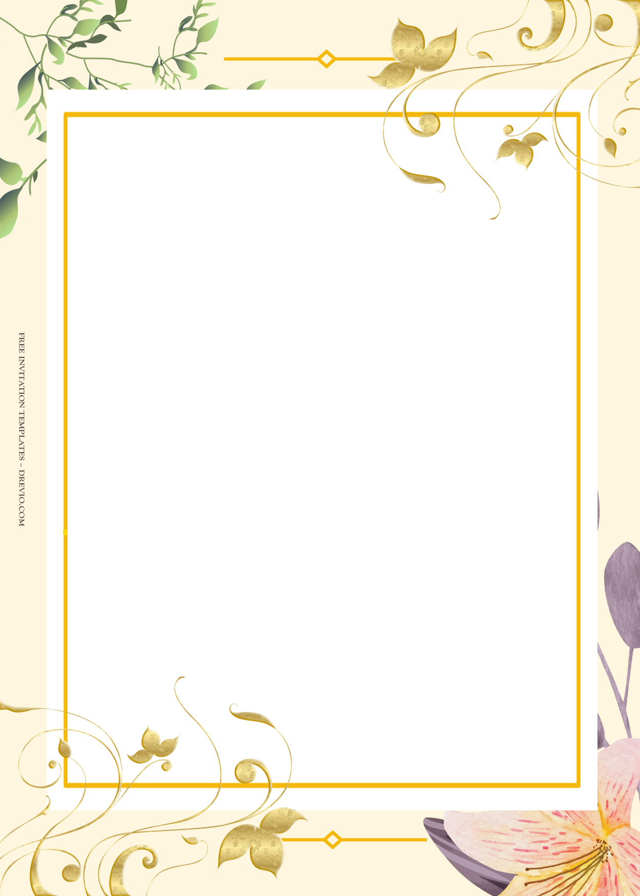10+ Blooming Garden Floral Gold Wedding Invitation Templates Eight