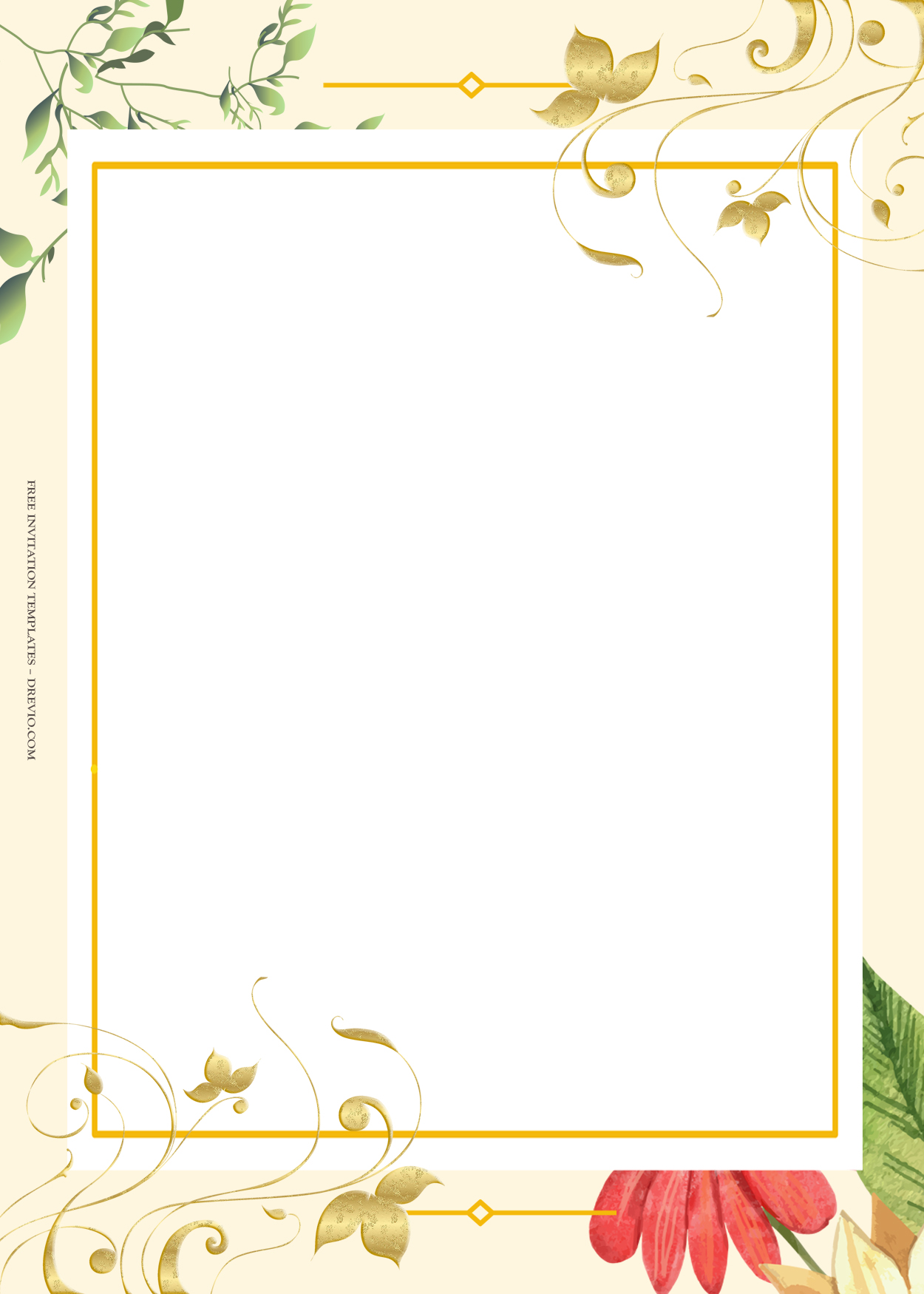 10+ Blooming Garden Floral Gold Wedding Invitation Templates Six