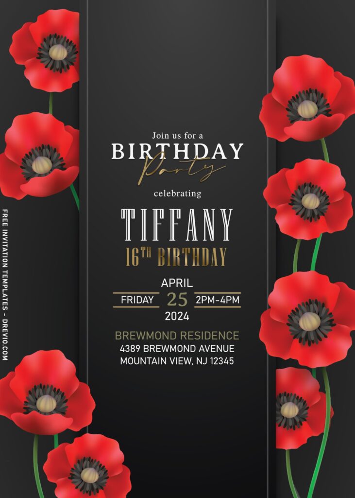 10+ Minimalist Elegant Red Poppy Floral Invitation Templates