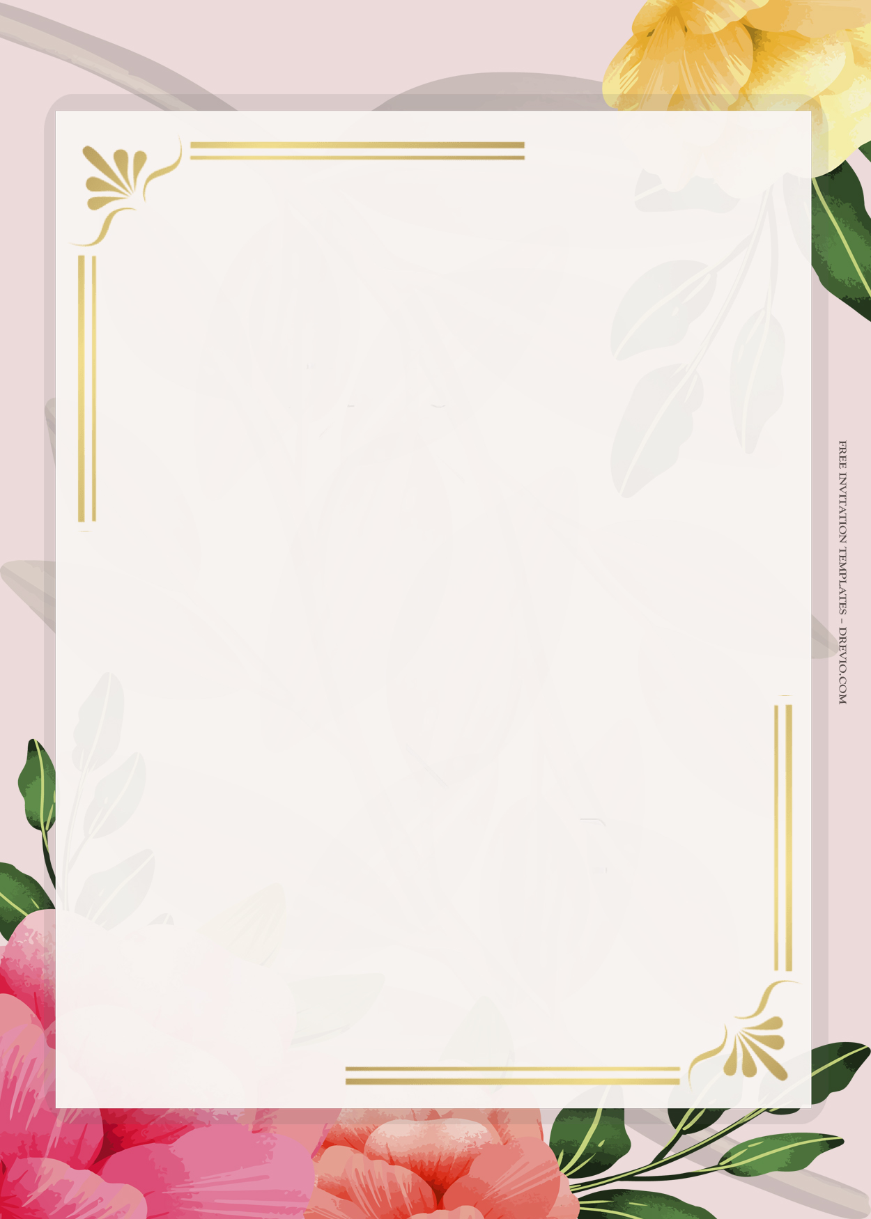 10+ Fresh Blossom Gold Floral Wedding Invitation Templates Ten