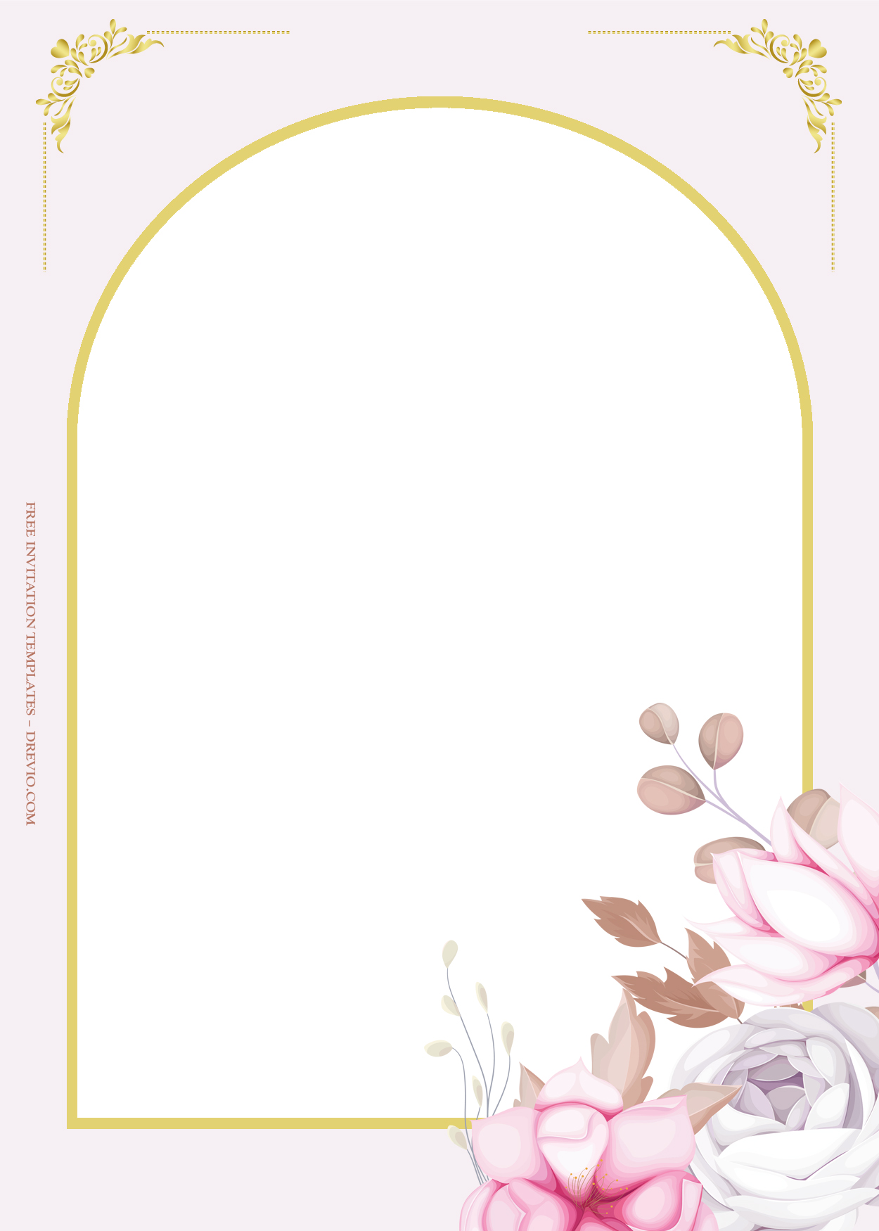 10+ Gate Of Roses Floral Gold Wedding Invitation Templates Five