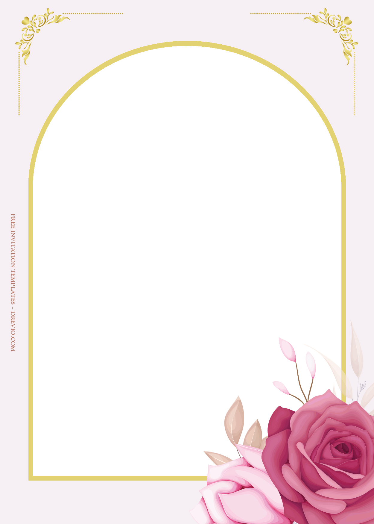 10+ Gate Of Roses Floral Gold Wedding Invitation Templates Nine