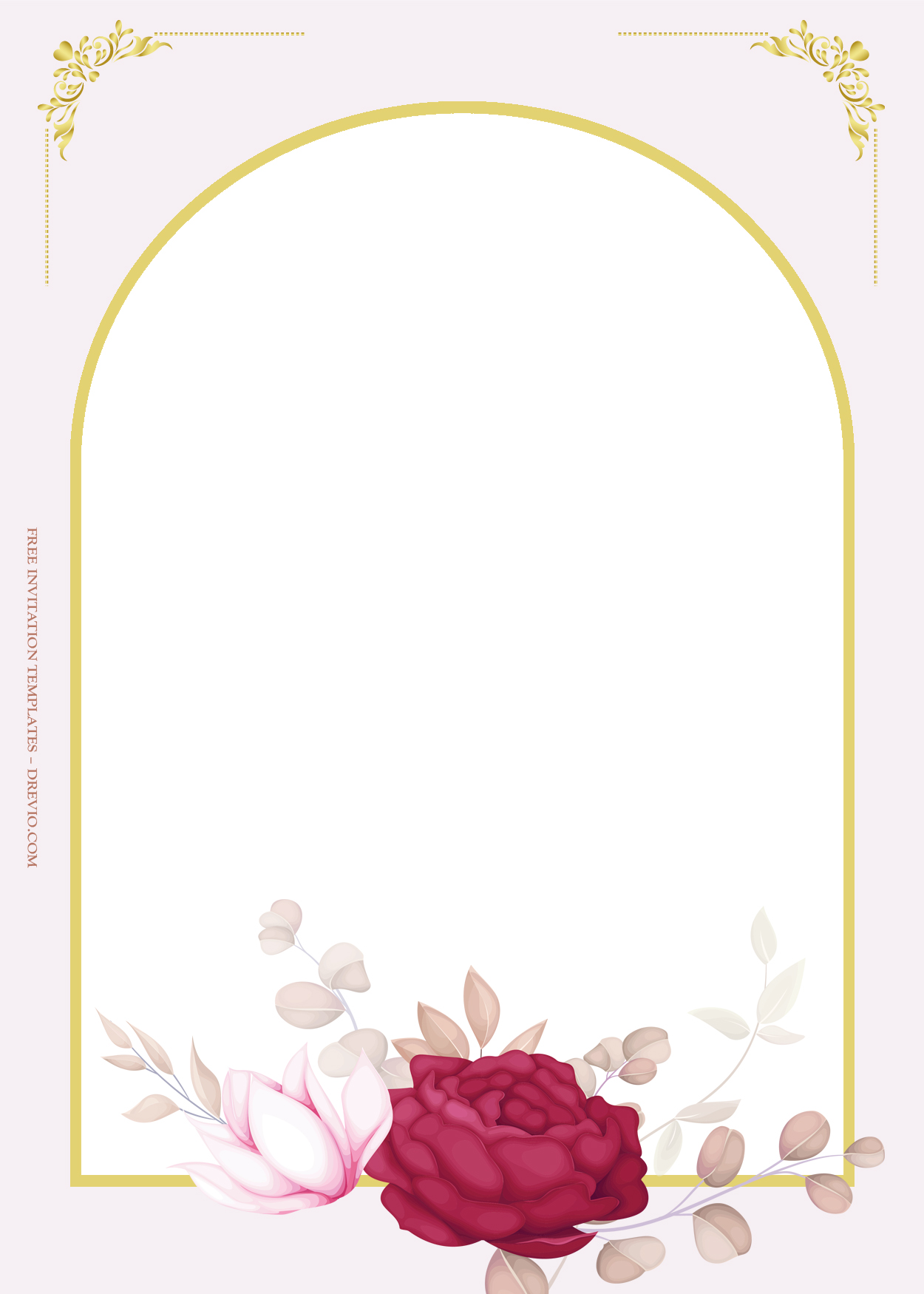 10+ Gate Of Roses Floral Gold Wedding Invitation Templates Seven