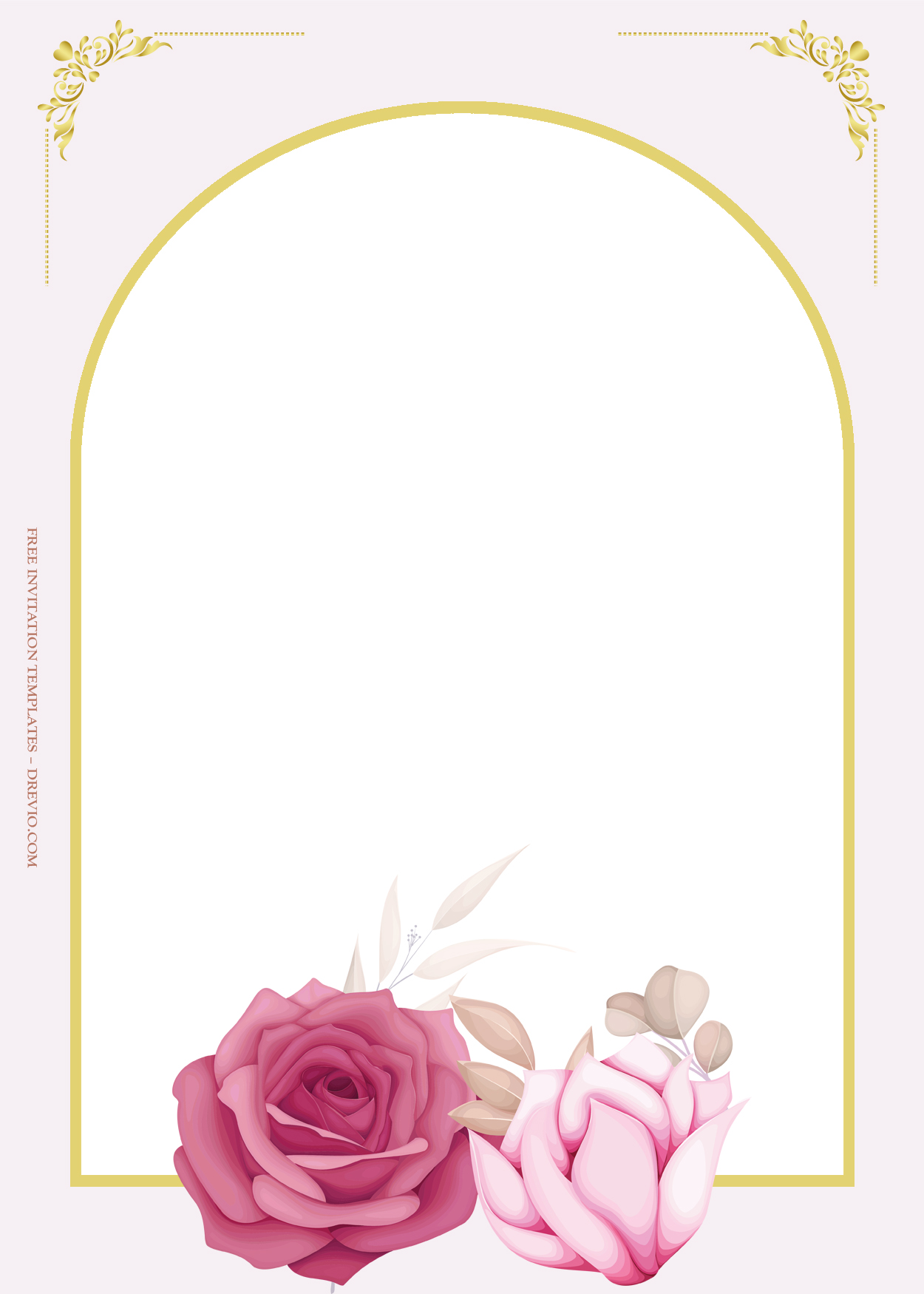 10+ Gate Of Roses Floral Gold Wedding Invitation Templates Six
